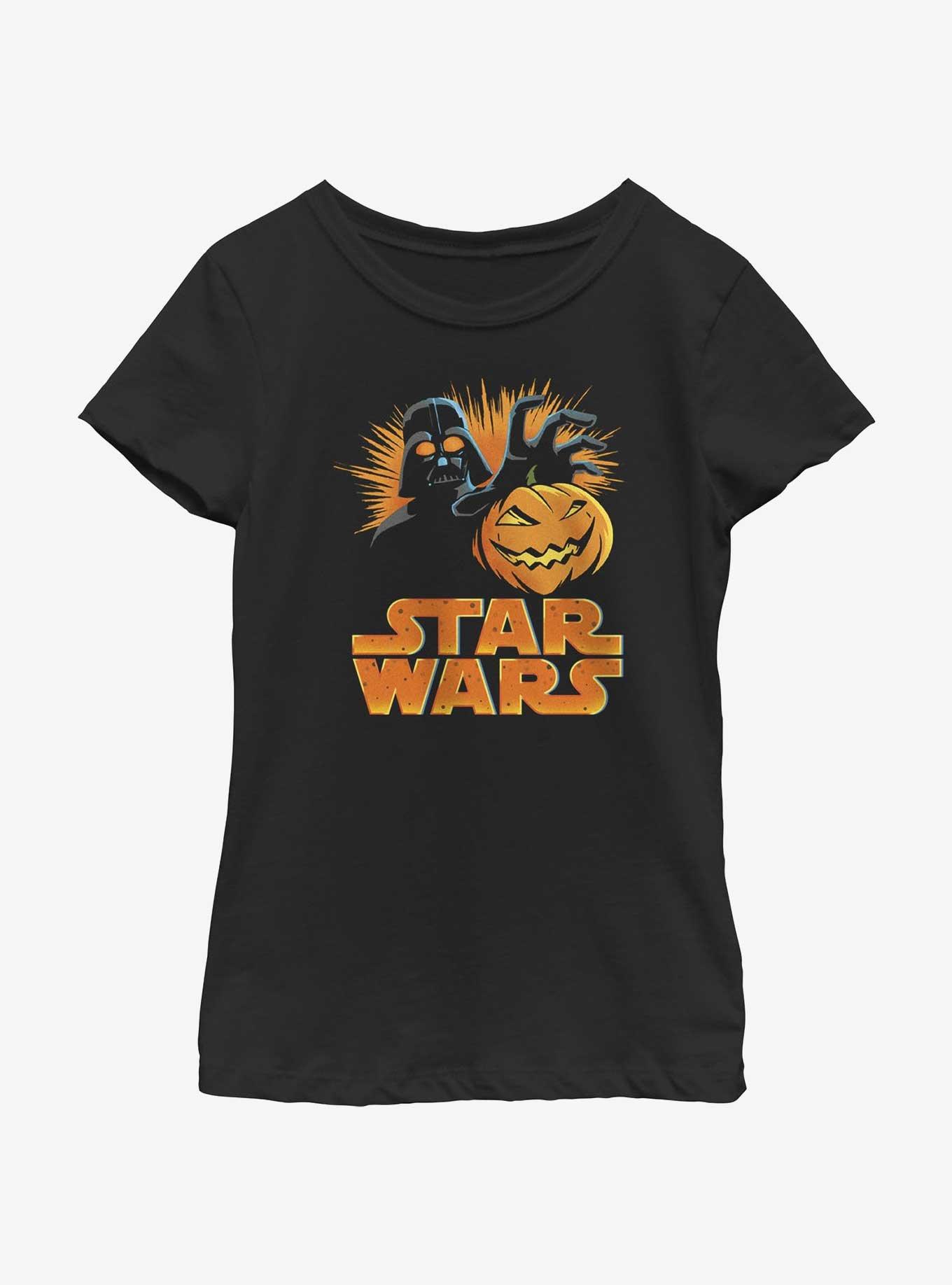 Star Wars Darth Vader Pumpkin Youth Girls T-Shirt, BLACK, hi-res