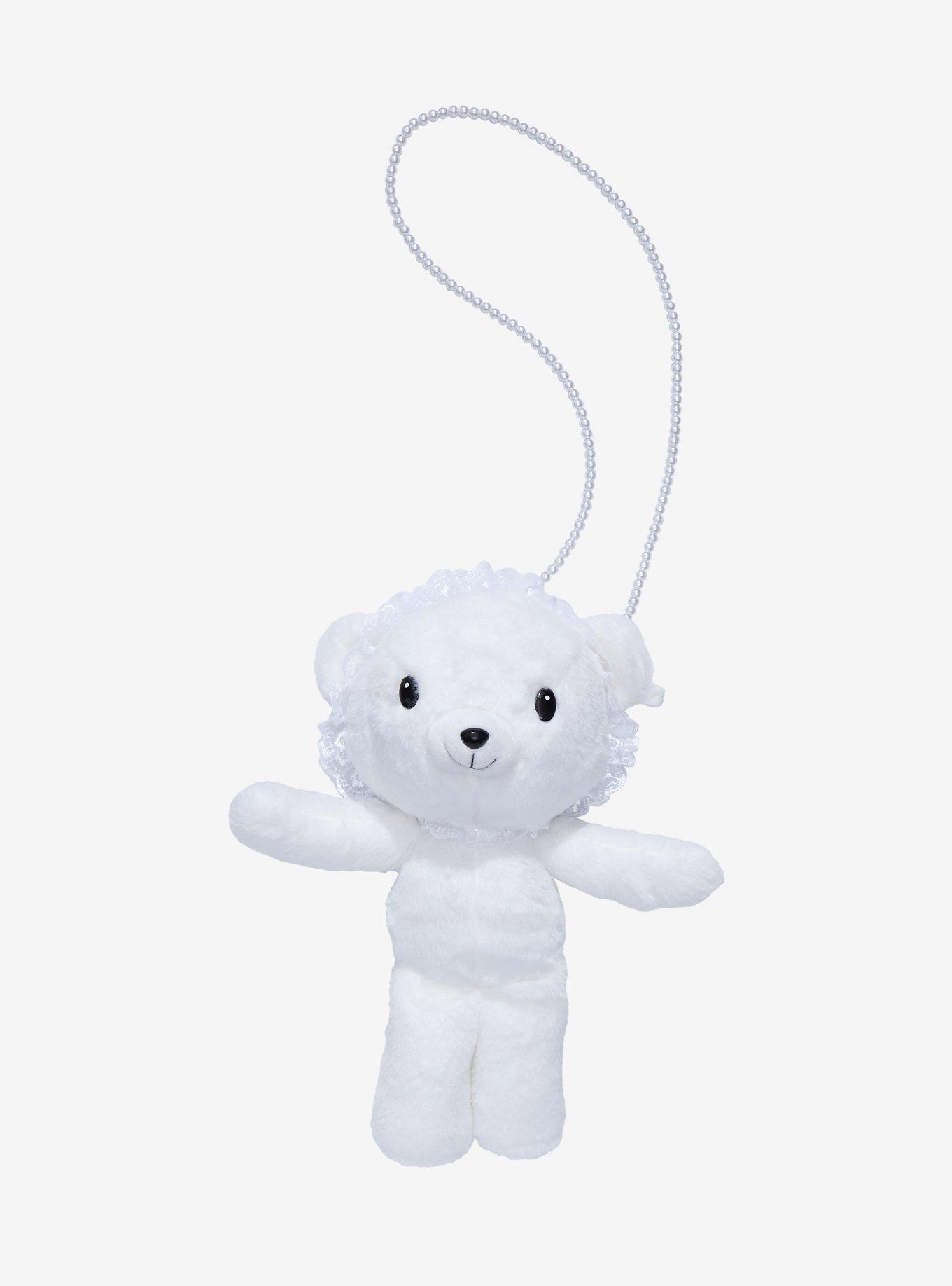 White Pearl Bear Plush Crossbody Bag, , hi-res