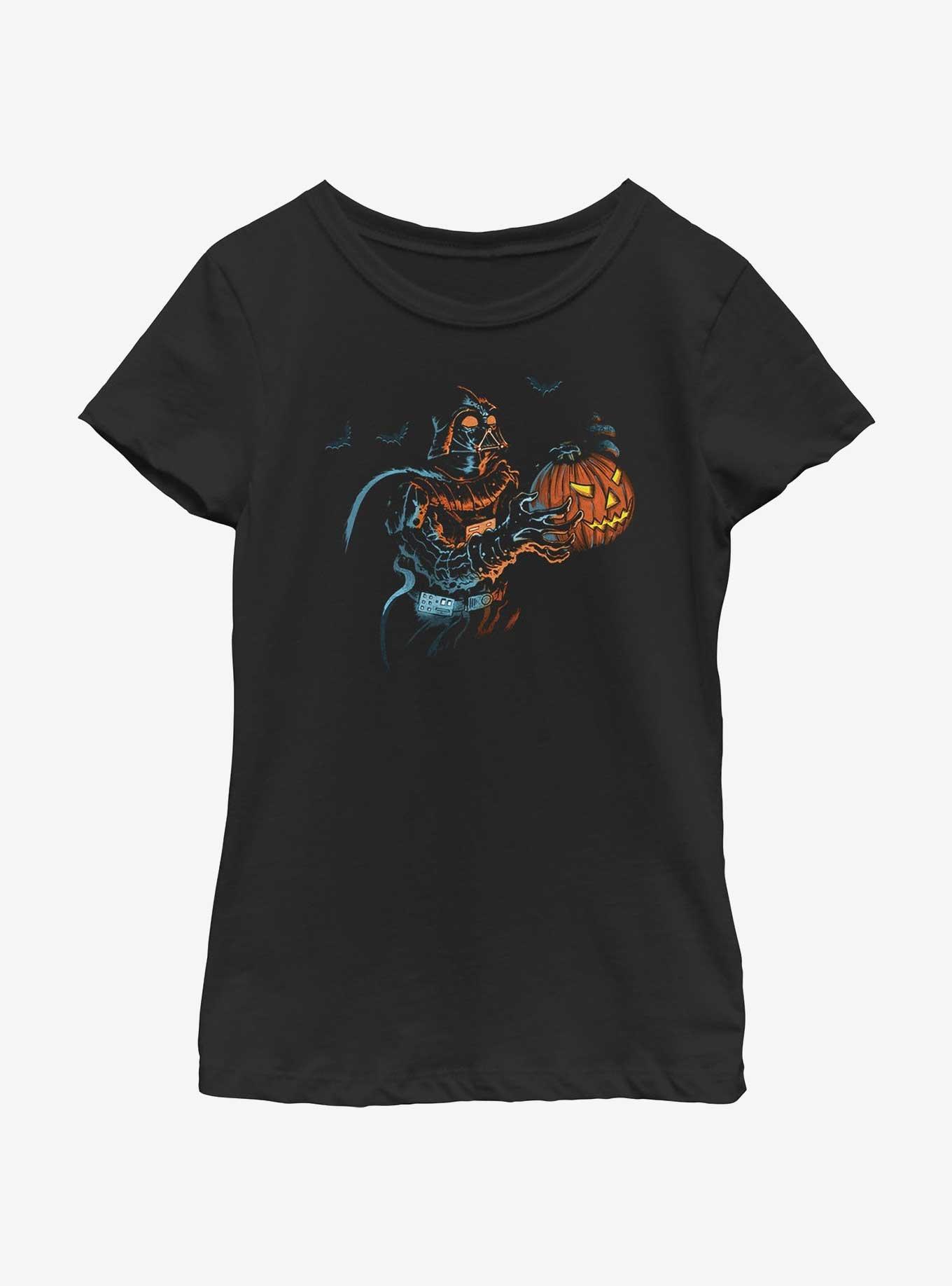 Star Wars Spooky Darth Vader Youth Girls T-Shirt, BLACK, hi-res view 1