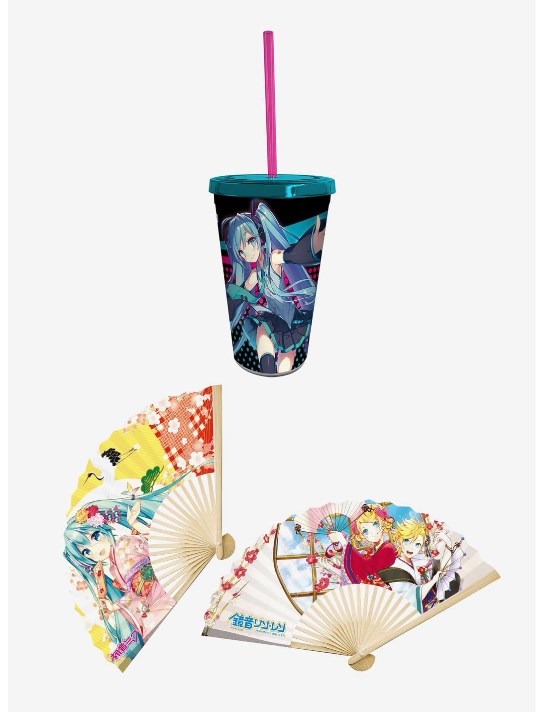 Hatsune Miku Fan & Tumbler with Straw Set, , hi-res