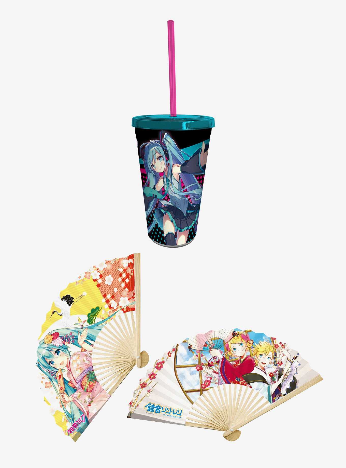 Hatsune Miku Fan & Tumbler with Straw Set, , hi-res
