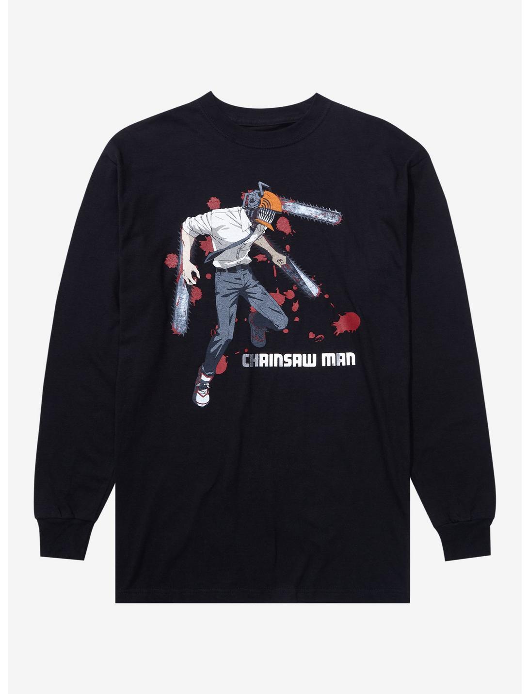 Chainsaw Man Denji Portrait Long Sleeve T-Shirt - BoxLunch Exclusive, BLACK, hi-res