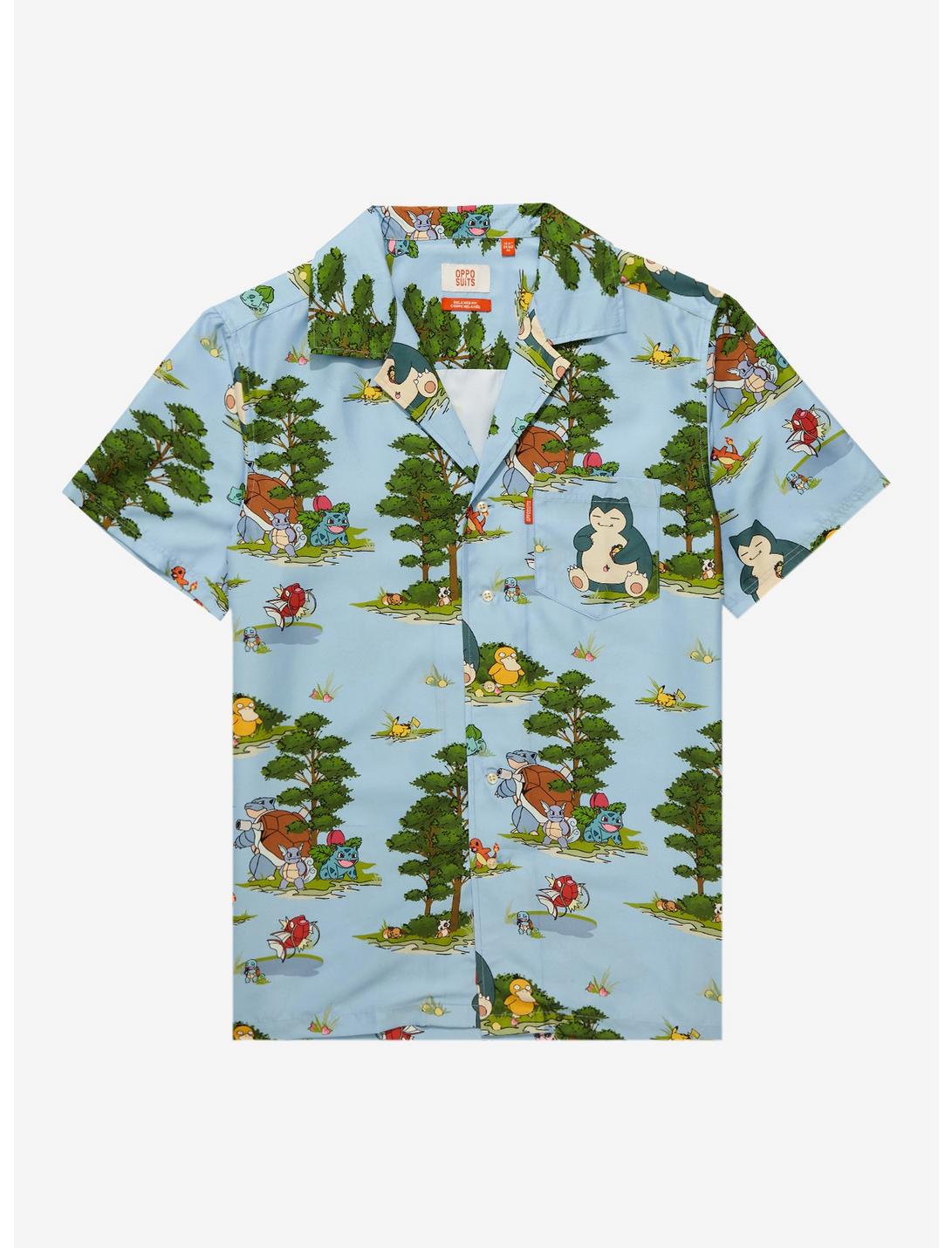 OppoSuits Pokémon Forest Allover Print Woven Button-Up - BoxLunch Exclusive, LIGHT BLUE, hi-res