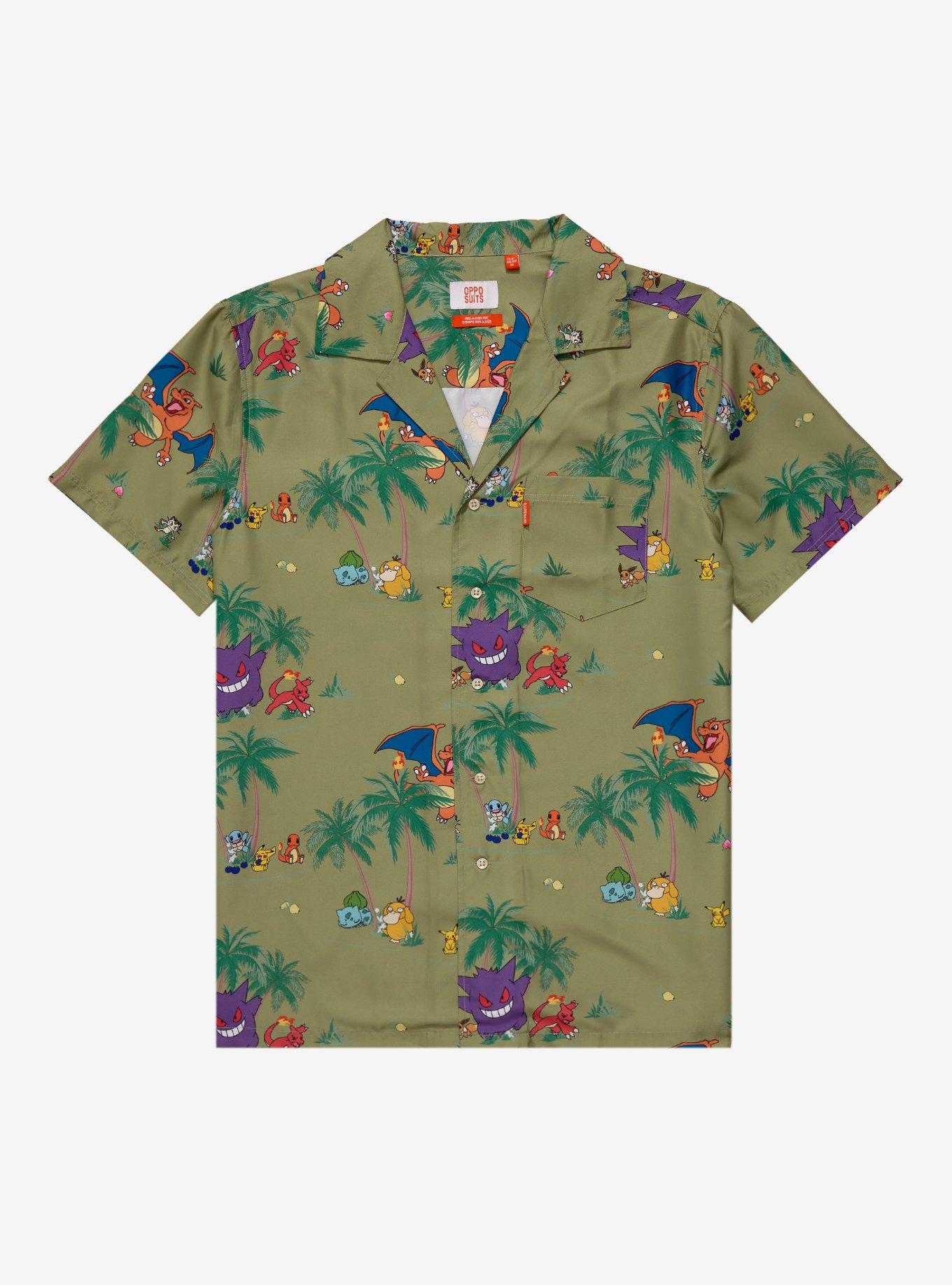 OppoSuits Pok&eacute;mon Tropical Allover Print Woven Button-Up, SAGE, hi-res