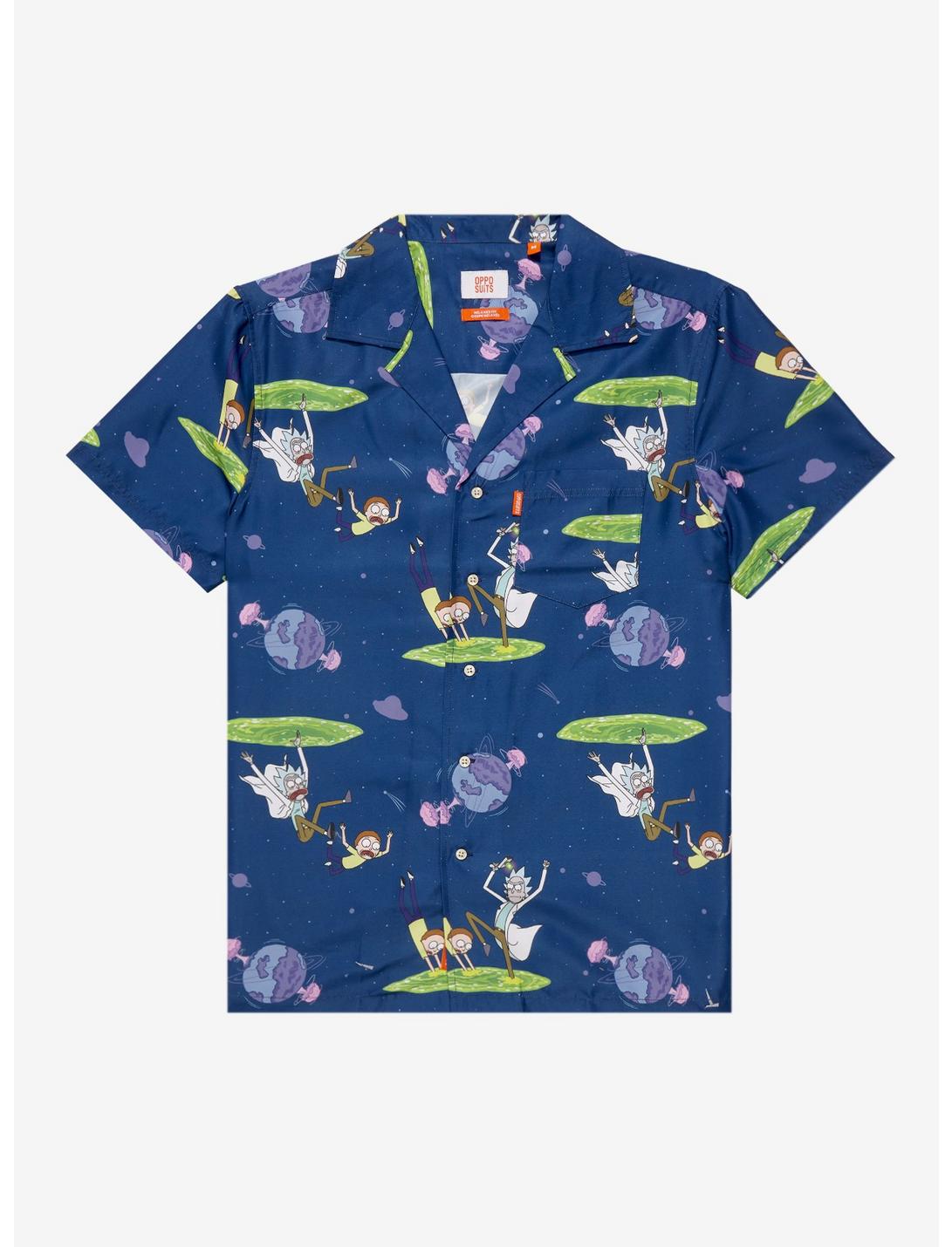 OppoSuits Rick & Morty Portal Allover Print Button-Up - BoxLunch Exclusive, NAVY, hi-res