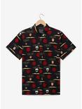 Jujutsu Kaisen Chibi Characters Allover Print Woven Button-Up - BoxLunch Exclusive, BLACK, hi-res