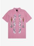 Disney Mulan Traditional Portrait Woven Women's Plus Size Button-Up - BoxLunch Exclusive, PINK, hi-res