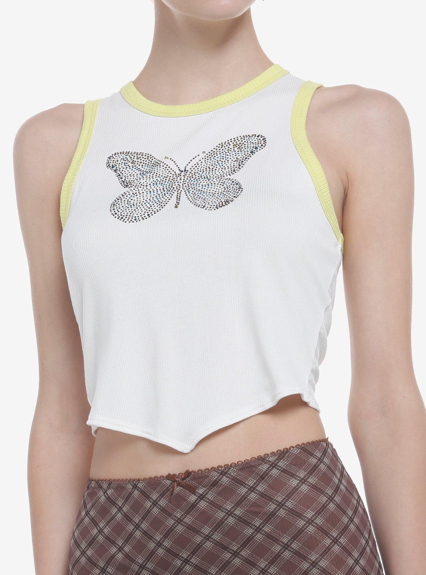 Butterfly Jewels Girls Crop Tank top, GREEN, hi-res