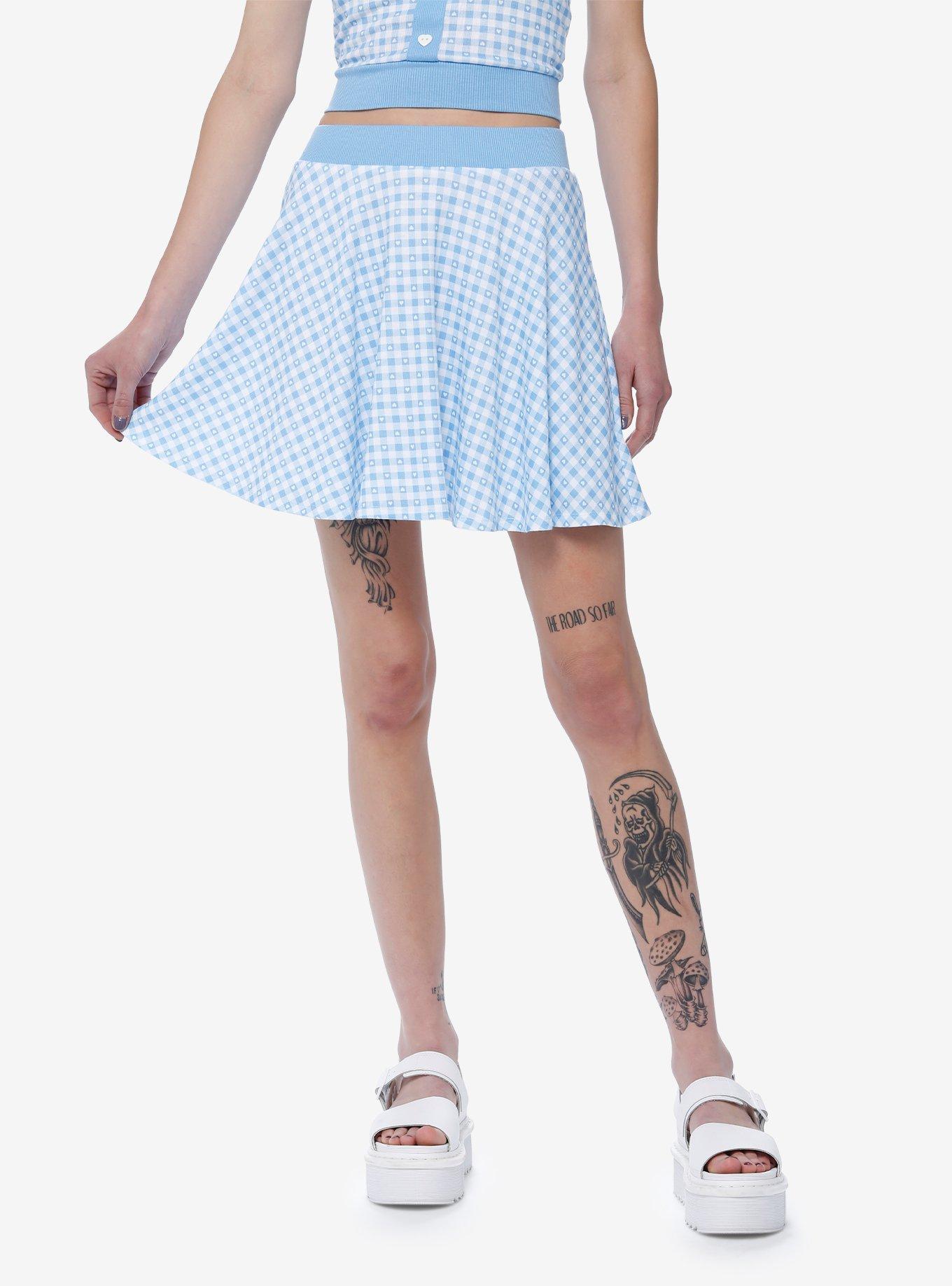 Sweet Society Baby Blue Gingham Girls Sweater Skirt, GINGHAM CHECK, hi-res