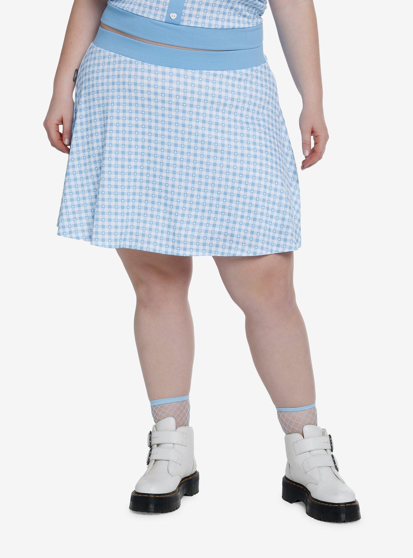 Sweet Society Baby Blue Gingham Girls Sweater Skirt Plus Size, , hi-res