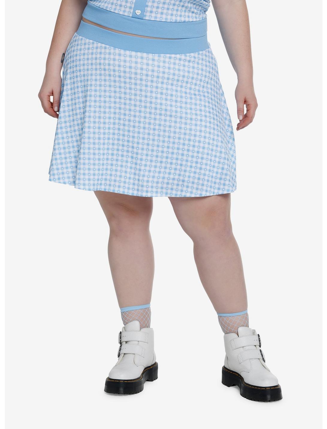 Sweet Society Baby Blue Gingham Girls Sweater Skirt Plus Size, GINGHAM CHECK, hi-res