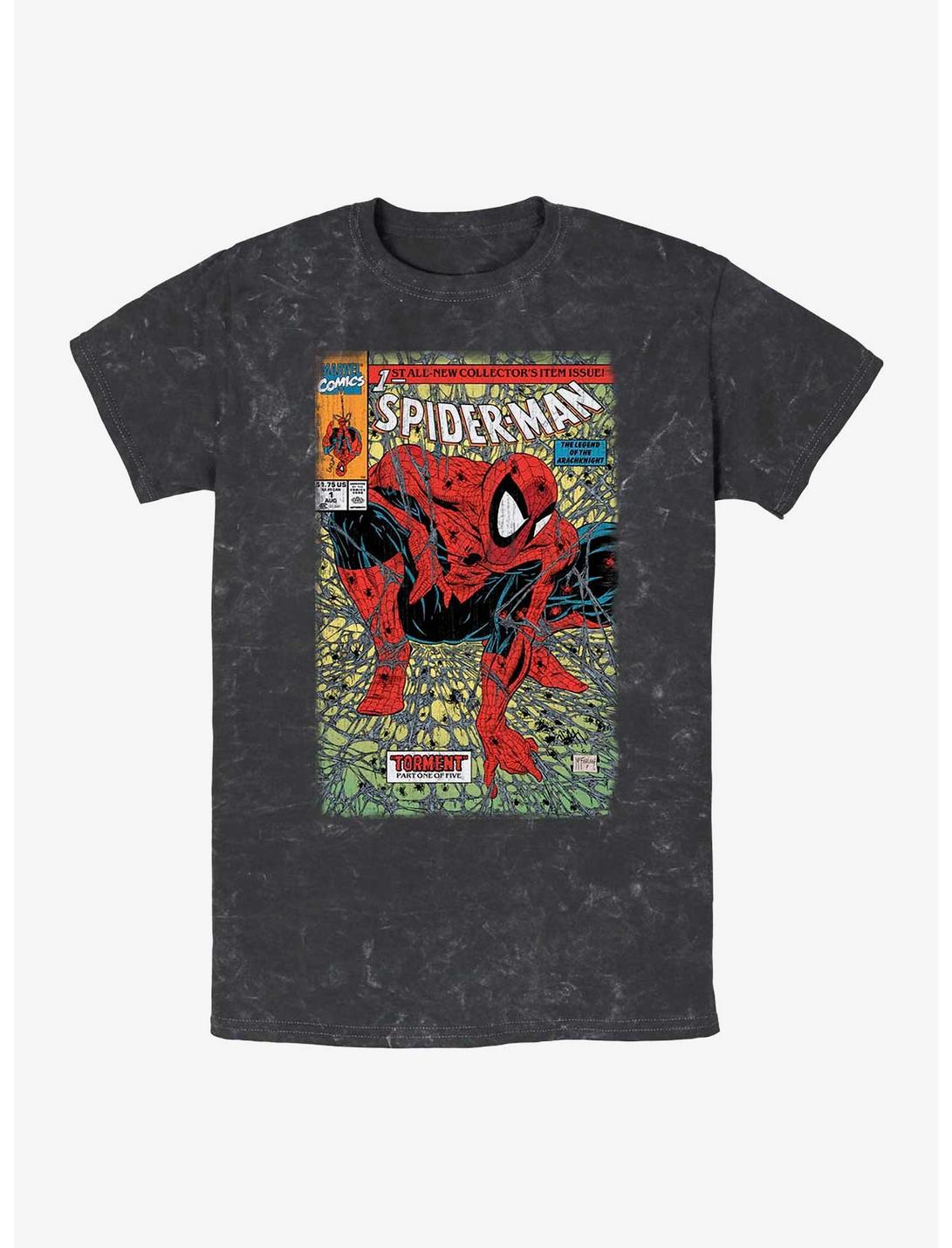 Marvel Spider-Man Torment Comic Book Cover Mineral Wash T-Shirt, BLACK, hi-res
