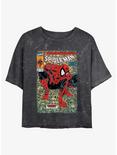 Marvel Spider-Man Torment Comic Book Cover Mineral Wash Womens Crop T-Shirt, BLACK, hi-res