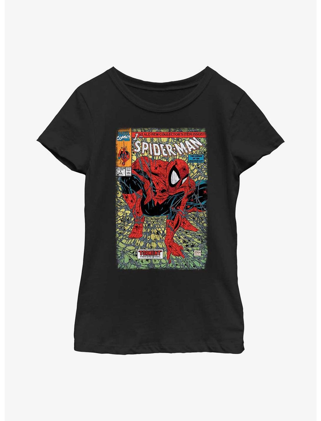 Marvel Spider-Man Torment Comic Book Cover Youth Girls T-Shirt, BLACK, hi-res