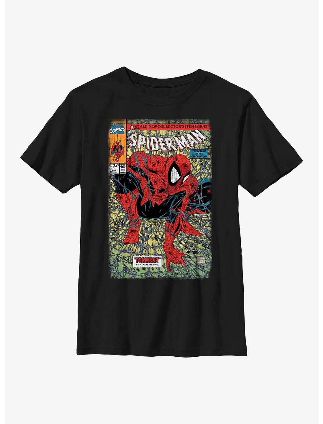 Marvel Spider-Man Torment Comic Book Cover Youth T-Shirt, BLACK, hi-res