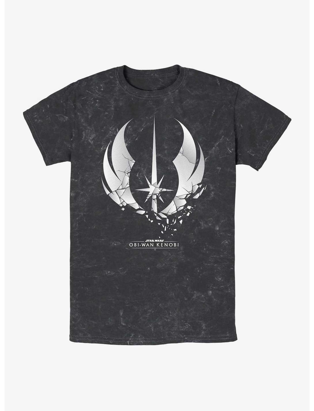 Star Wars Obi-Wan Kenobi Shattered Jedi Logo Mineral Wash T-Shirt, BLACK, hi-res