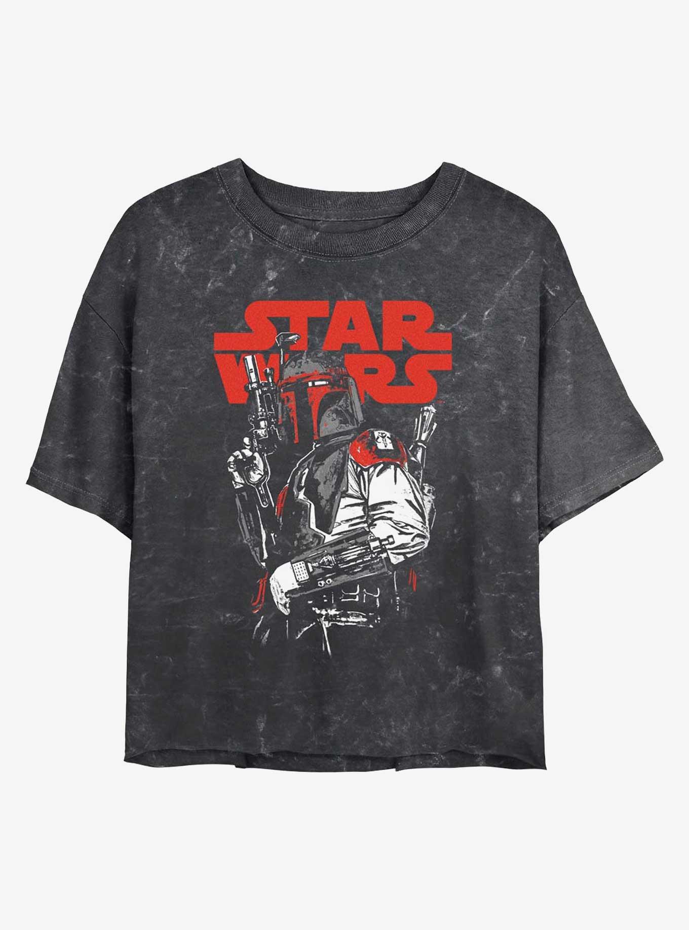 Star Wars Boba Fett Blaster Ready Mineral Wash Womens Crop T-Shirt, , hi-res