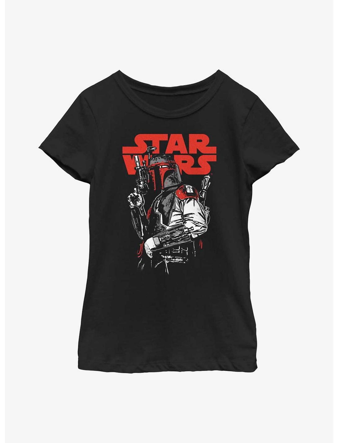 Star Wars Boba Fett Blaster Ready Youth Girls T-Shirt, BLACK, hi-res