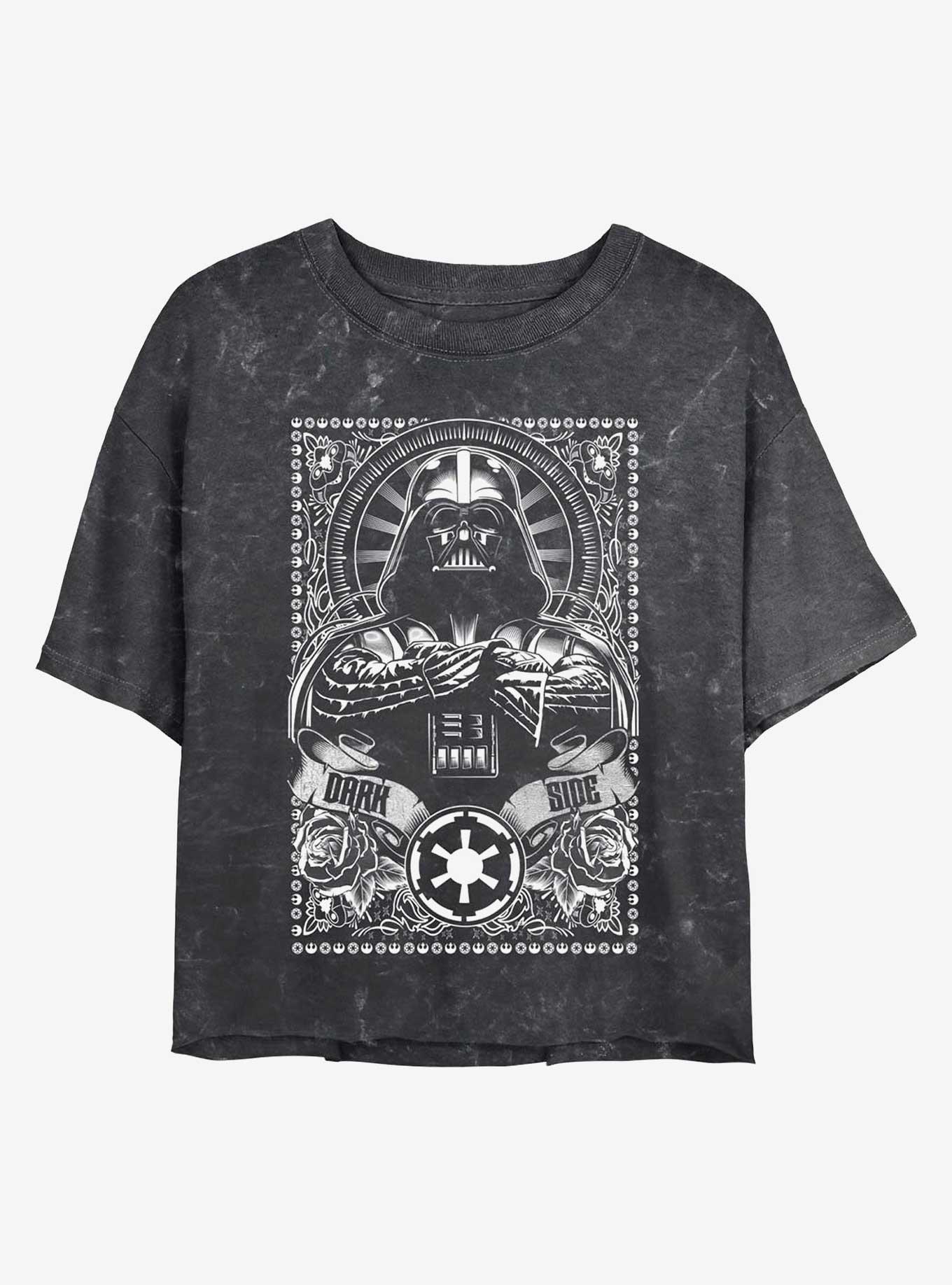 Star Wars Vader Dark Side Mineral Wash Womens Crop T-Shirt, BLACK, hi-res