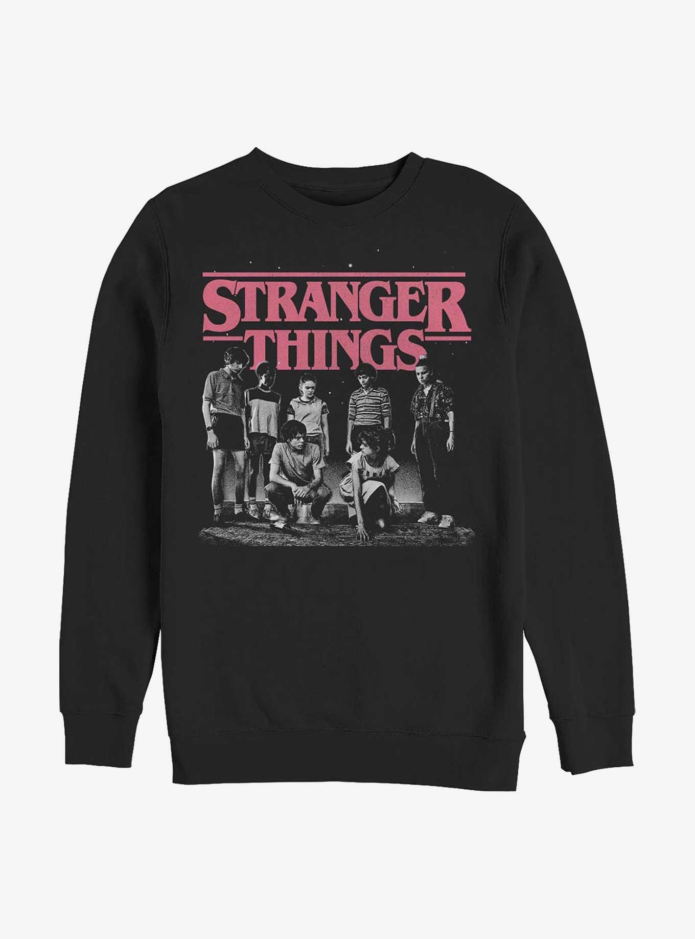 Stranger Things Stranger Monochromatic Group Sweatshirt, BLACK, hi-res