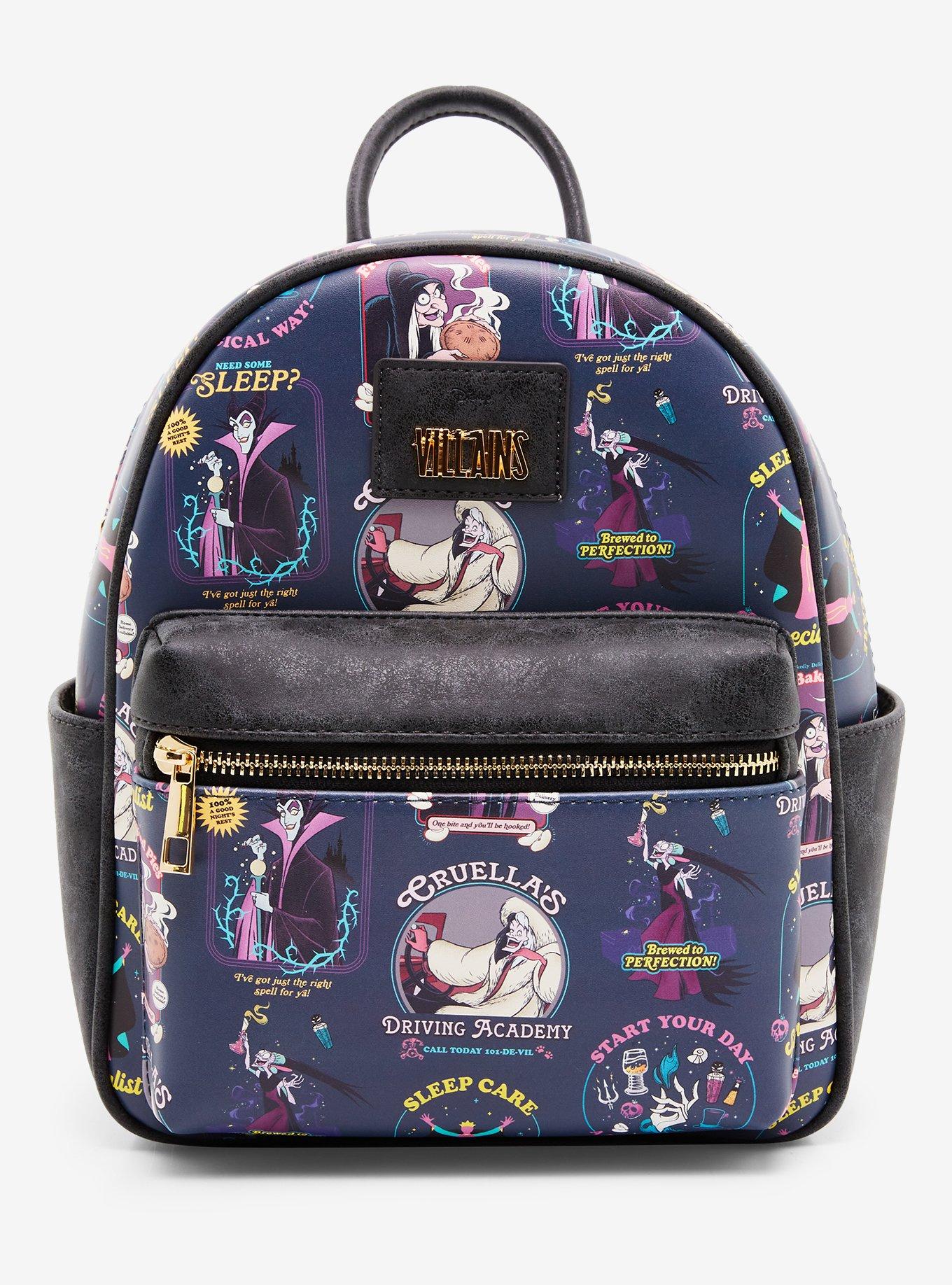 Disney villains, parks, Alice in wonderland and mouse inspired bag