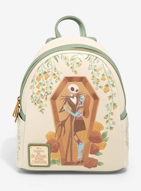 Loungefly The Nightmare Before Christmas Floral Sally and Jack Coffin Mini Backpack - BoxLunch Exclusive