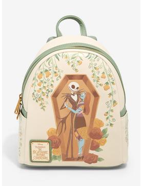 Loungefly The Nightmare Before Christmas Floral Sally and Jack Coffin Mini Backpack - BoxLunch Exclusive, , hi-res