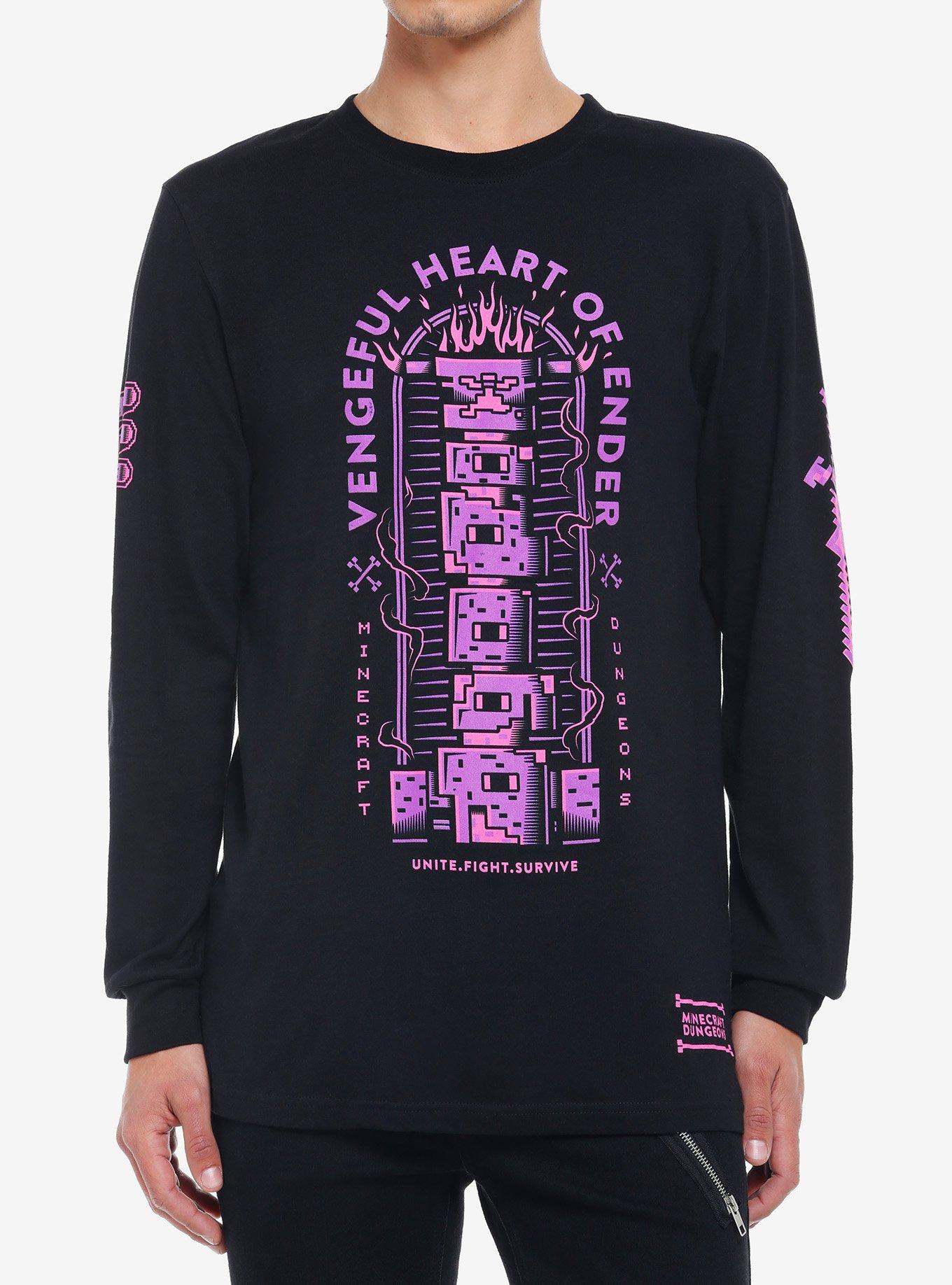 Minecraft Dungeons Vengeful Heart Of Ender Long-Sleeve T-Shirt, BLACK, hi-res