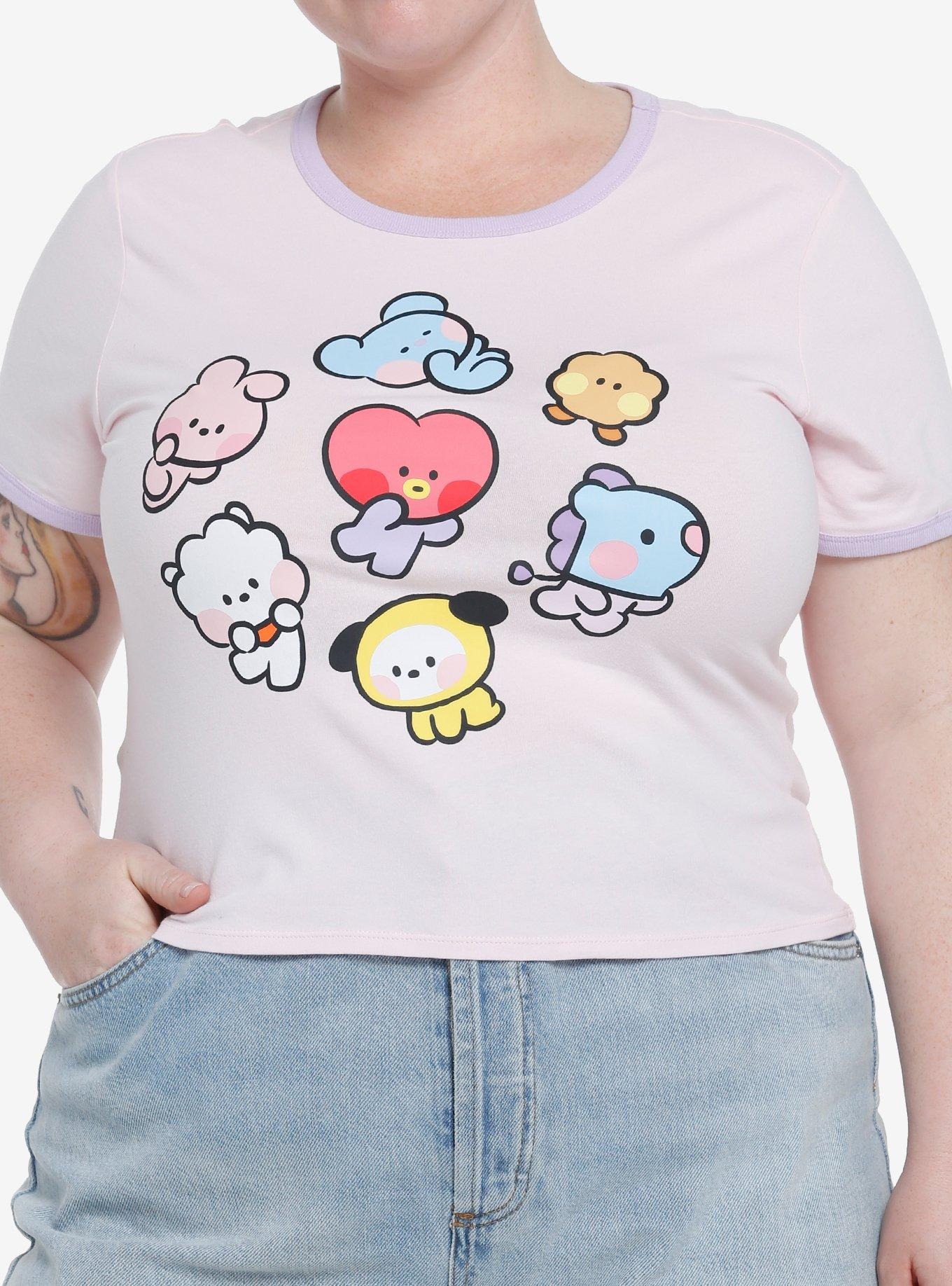 BT21 Minini Pastel Girls Ringer T-Shirt Plus Size, MULTI, hi-res