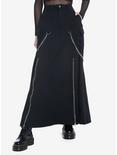 Chain Suspender Zipper Maxi Skirt, BLACK, hi-res