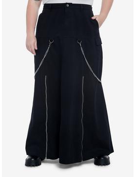 Chain Suspender Zipper Maxi Skirt Plus Size, , hi-res