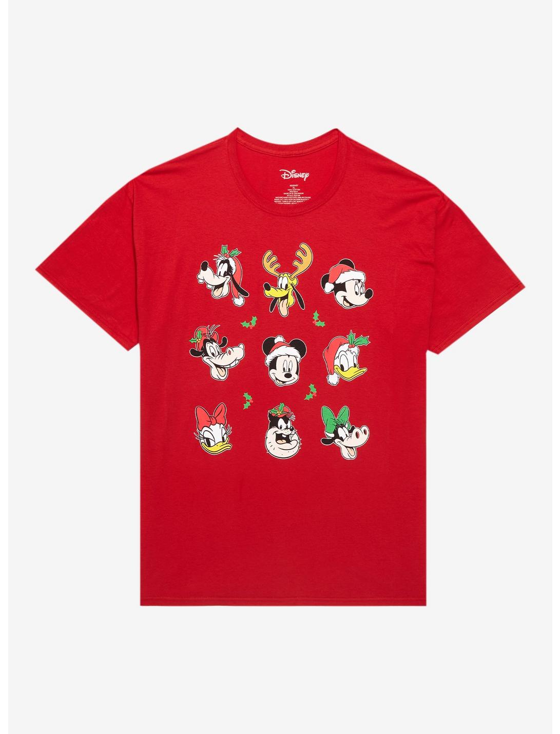 Disney Mickey Mouse And Friends Holiday Grid Boyfriend Fit T-Shirt, RED, hi-res