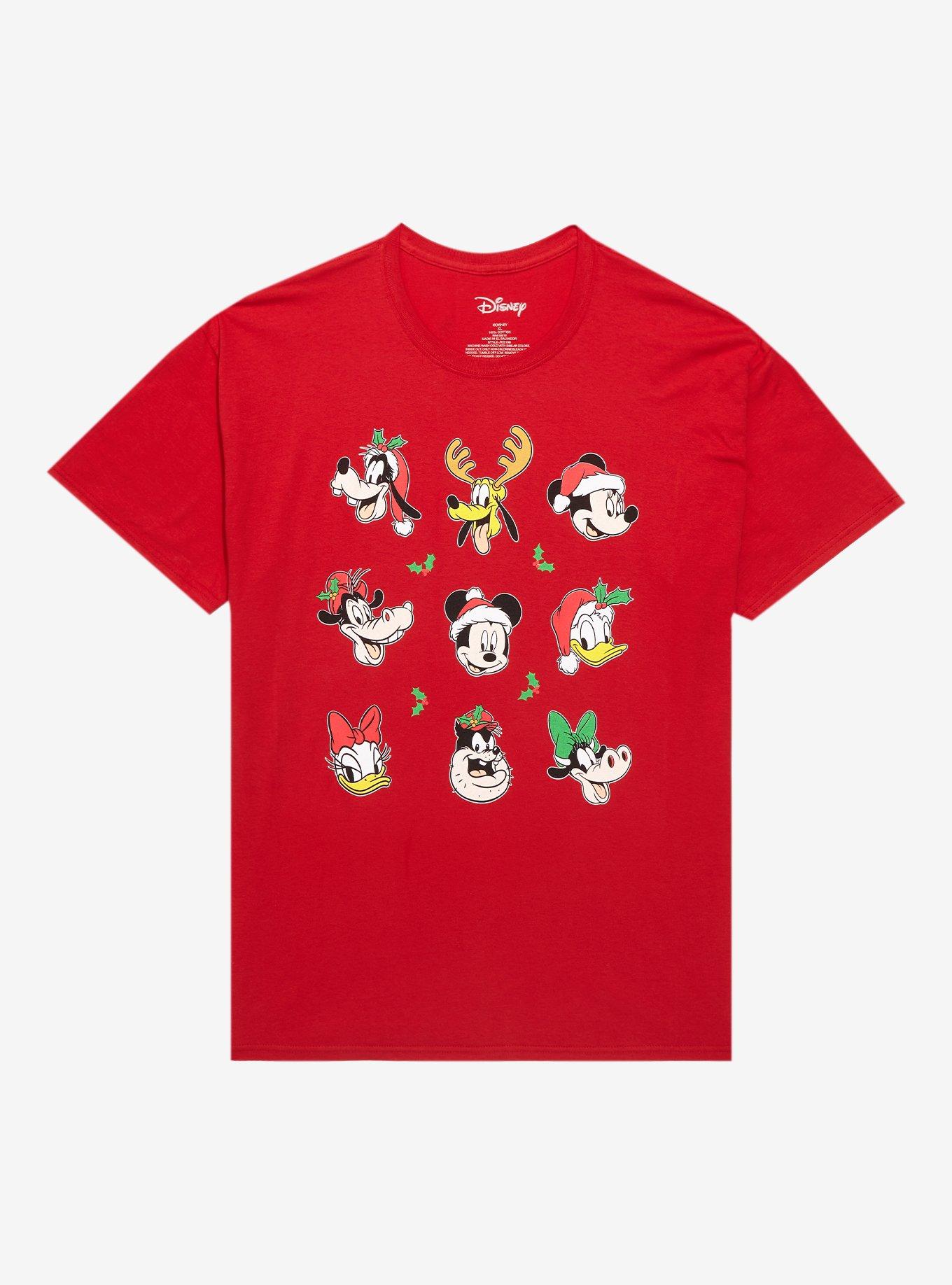 Disney Mickey Mouse And Friends Holiday Grid Boyfriend Fit T-Shirt, RED, hi-res