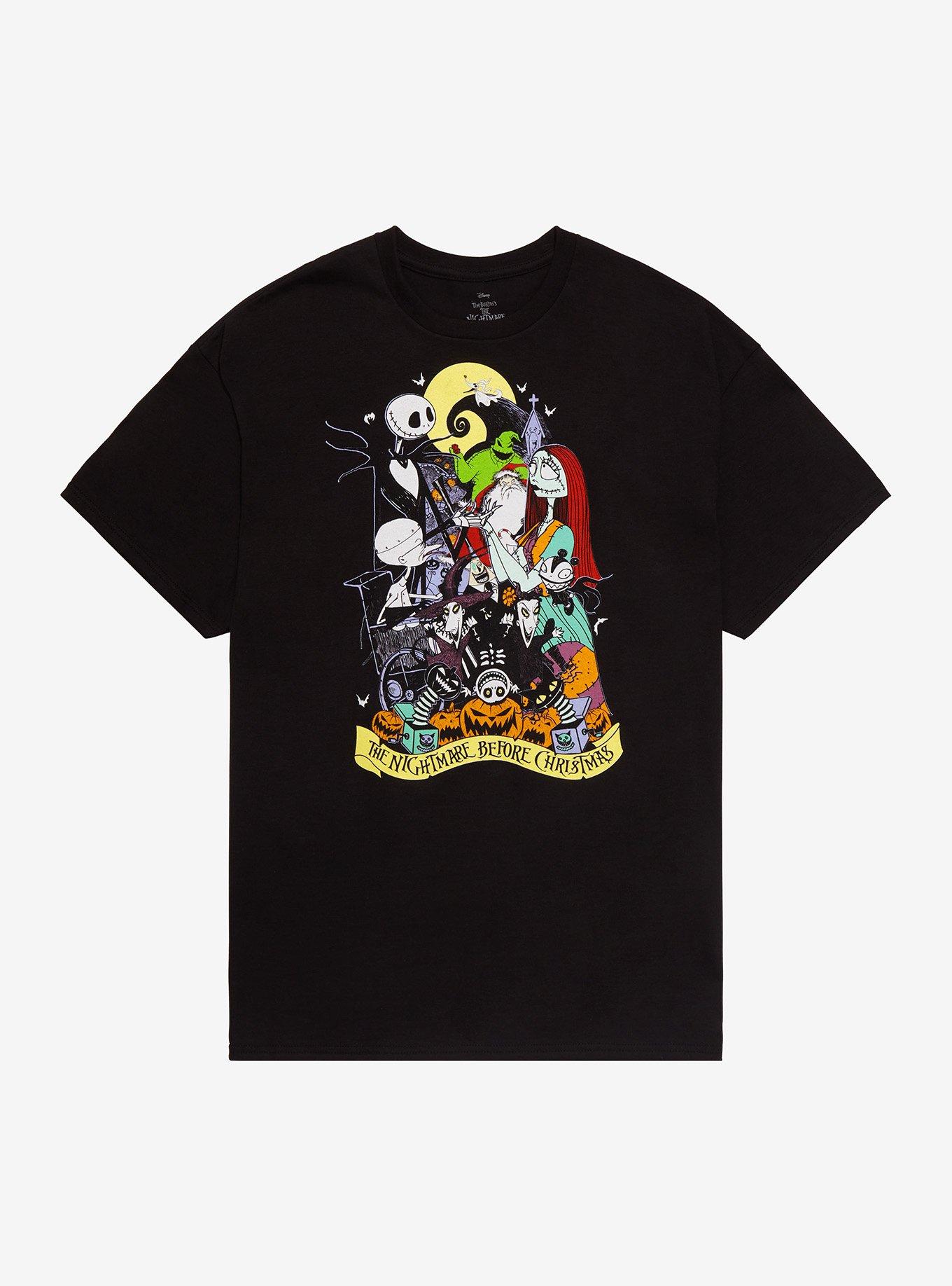 The Nightmare Before Christmas Graveyard Collage Boyfriend Fit T-Shirt, BLACK, hi-res