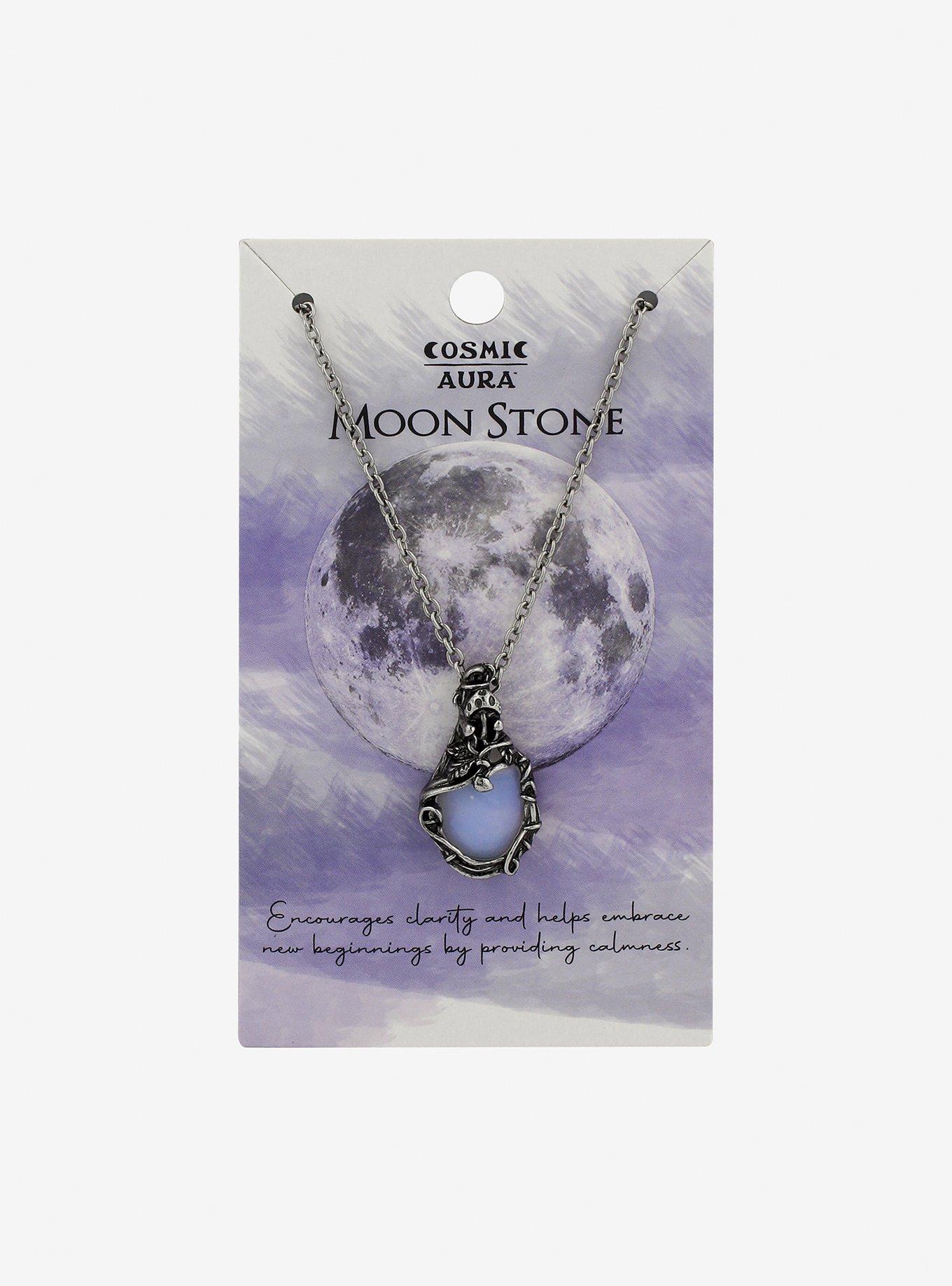Faux Moon Stone Pendant Necklace, , hi-res