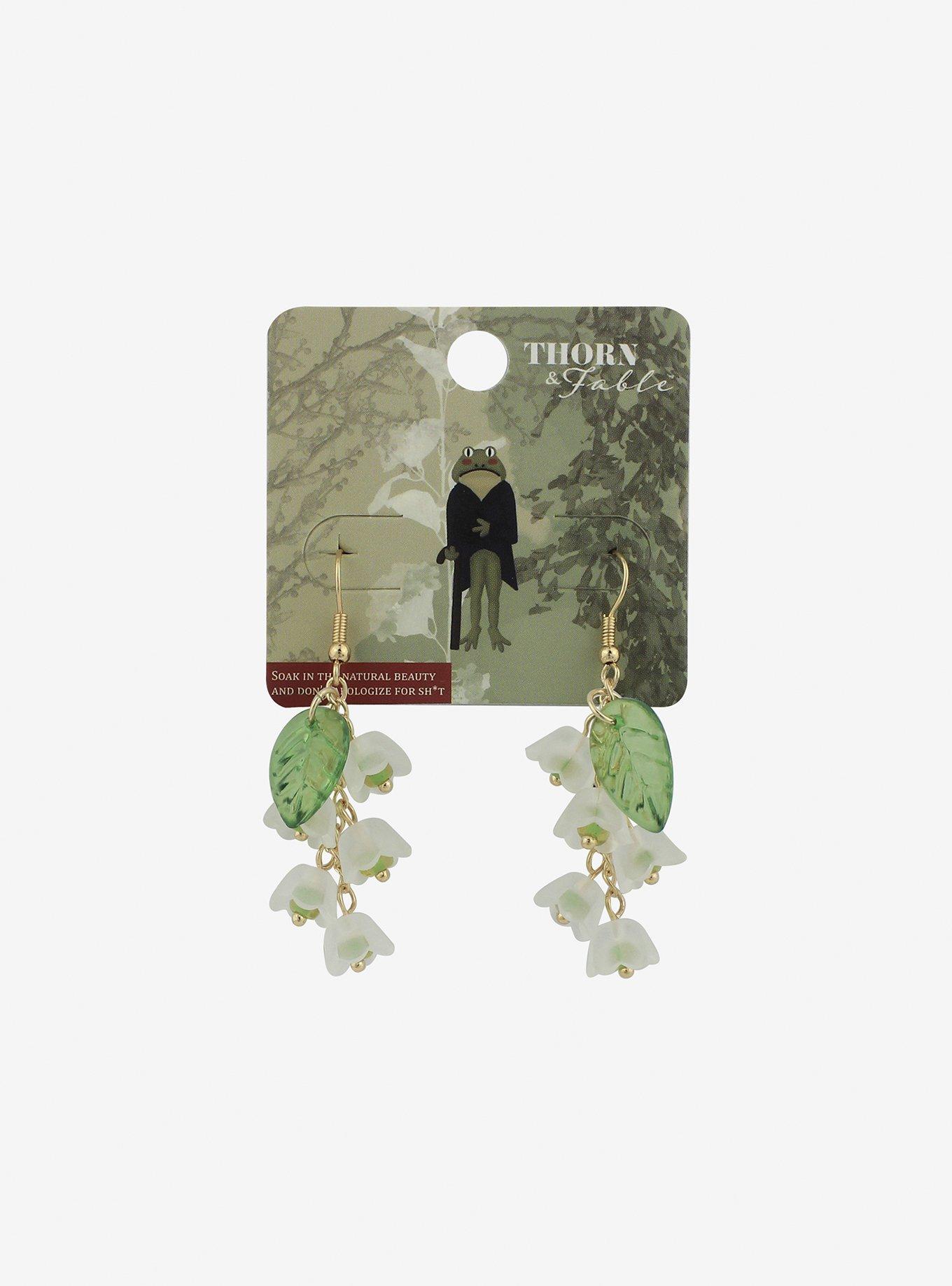 Thorn & Fable® Floral Leaf Drop Earrings, , hi-res