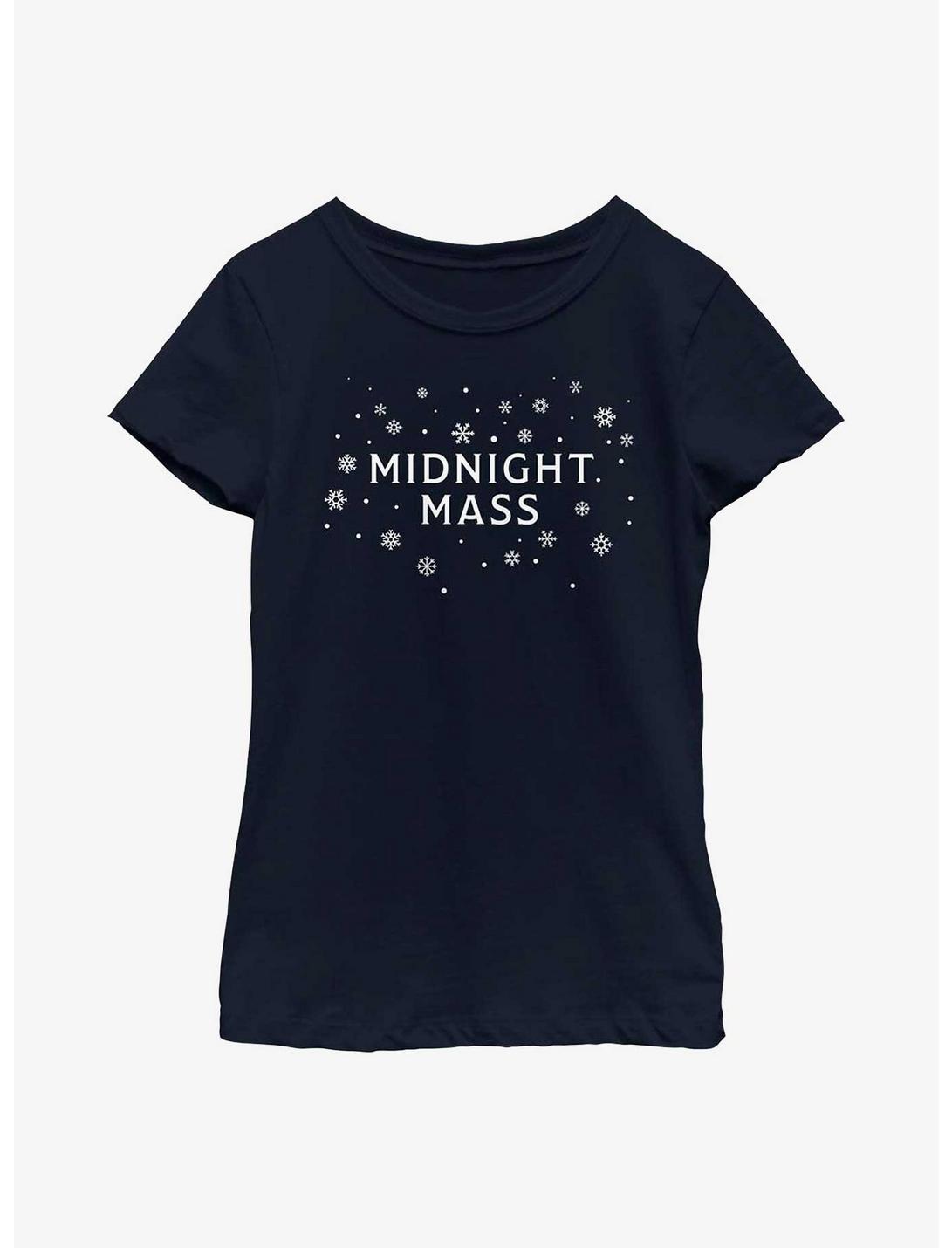 Midnight Mass Holiday Style Logo Youth Girls T-Shirt, NAVY, hi-res