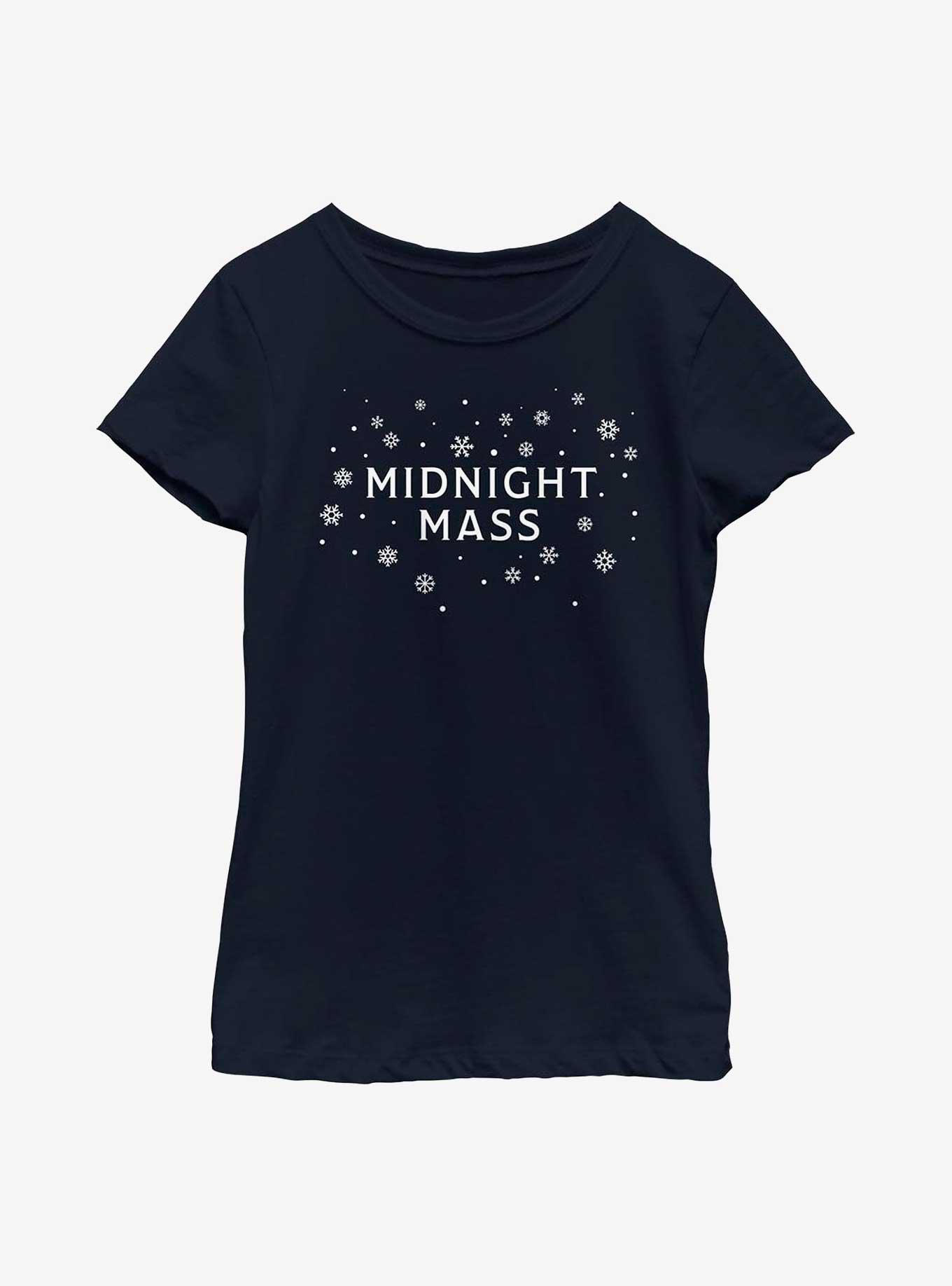 Midnight Mass Holiday Style Logo Youth Girls T-Shirt, NAVY, hi-res