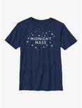 Midnight Mass Holiday Style Logo Youth T-Shirt, NAVY, hi-res