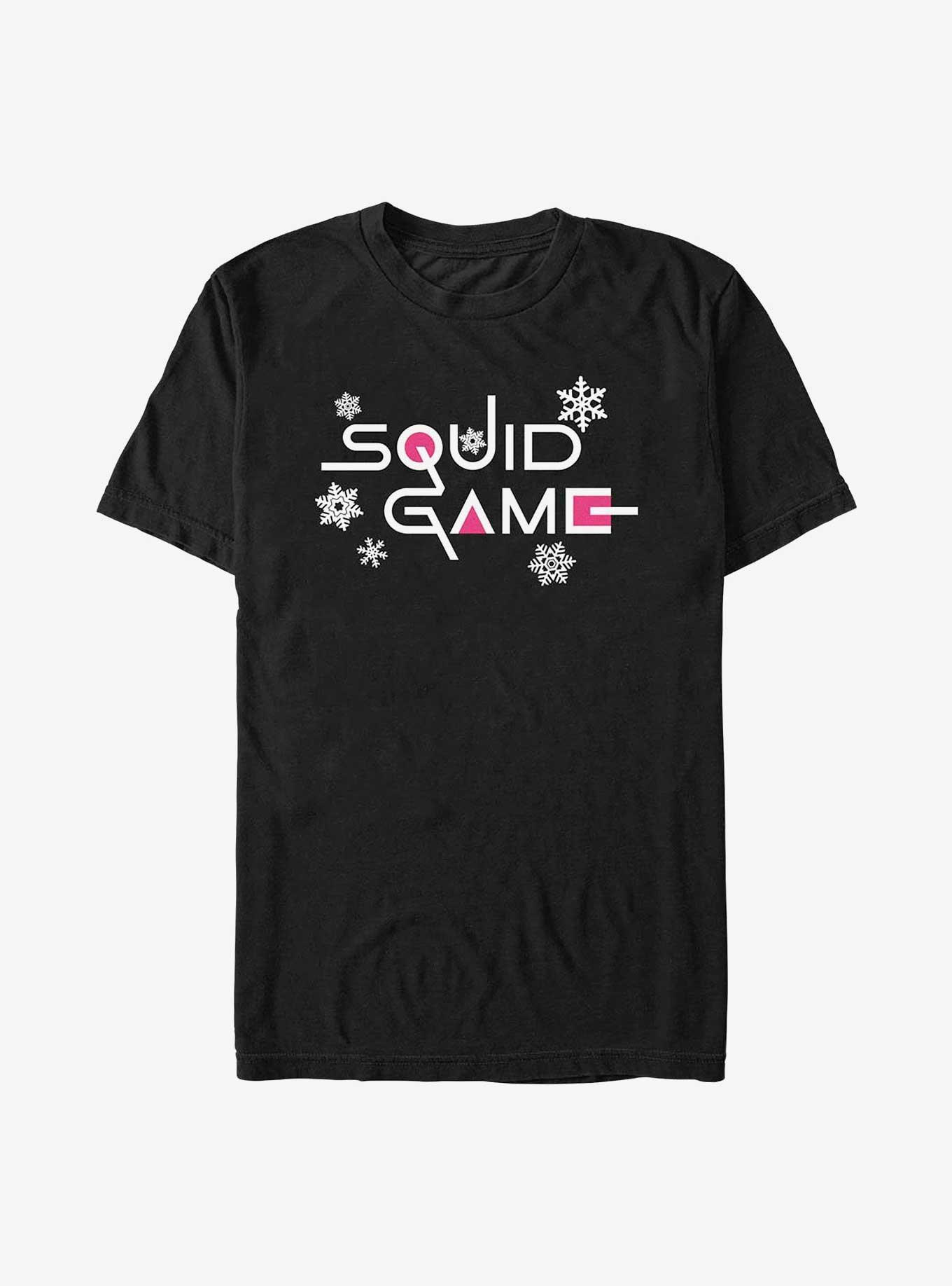 Squid Game Holiday Style Logo T-Shirt, BLACK, hi-res