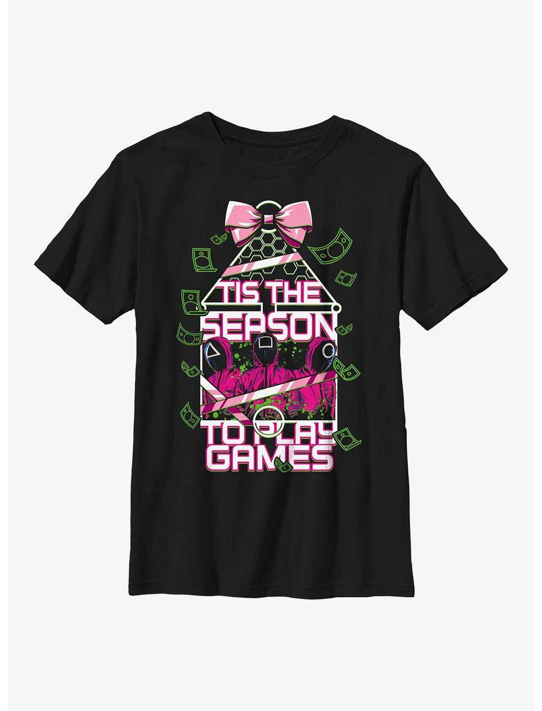 Squid Game Tis The Season To Play Games Youth T-Shirt, BLACK, hi-res