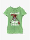 Stranger Things Demogorgon Season's Greetings Youth Girls T-Shirt, GRN APPLE, hi-res