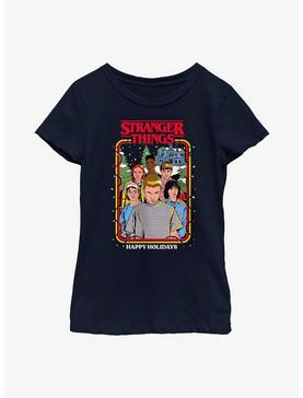 Stranger Things Happy Holidays Group Youth Girls T-Shirt, , hi-res