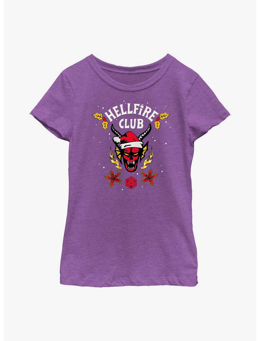 Stranger Things Holiday Style Hellfire Club Youth Girls T-Shirt, PURPLE BERRY, hi-res