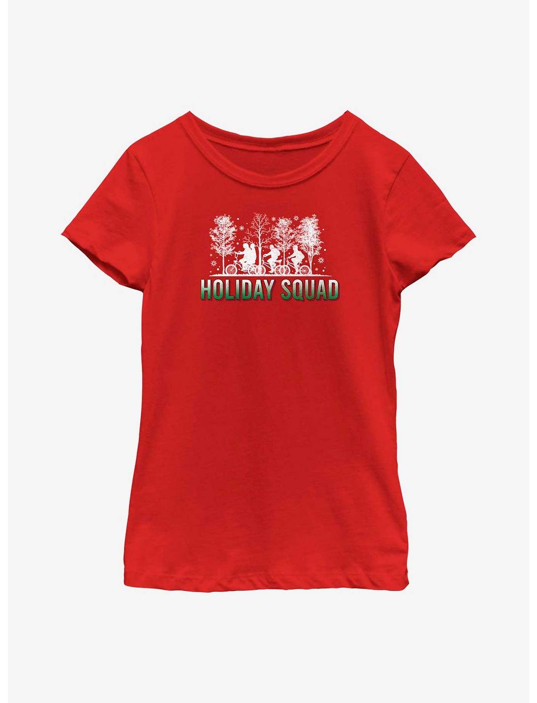 Stranger Things Holiday Squad Youth Girls T-Shirt, RED, hi-res