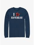 Stranger Things Demogorgon Hanukkah Long-Sleeve T-Shirt, NAVY, hi-res
