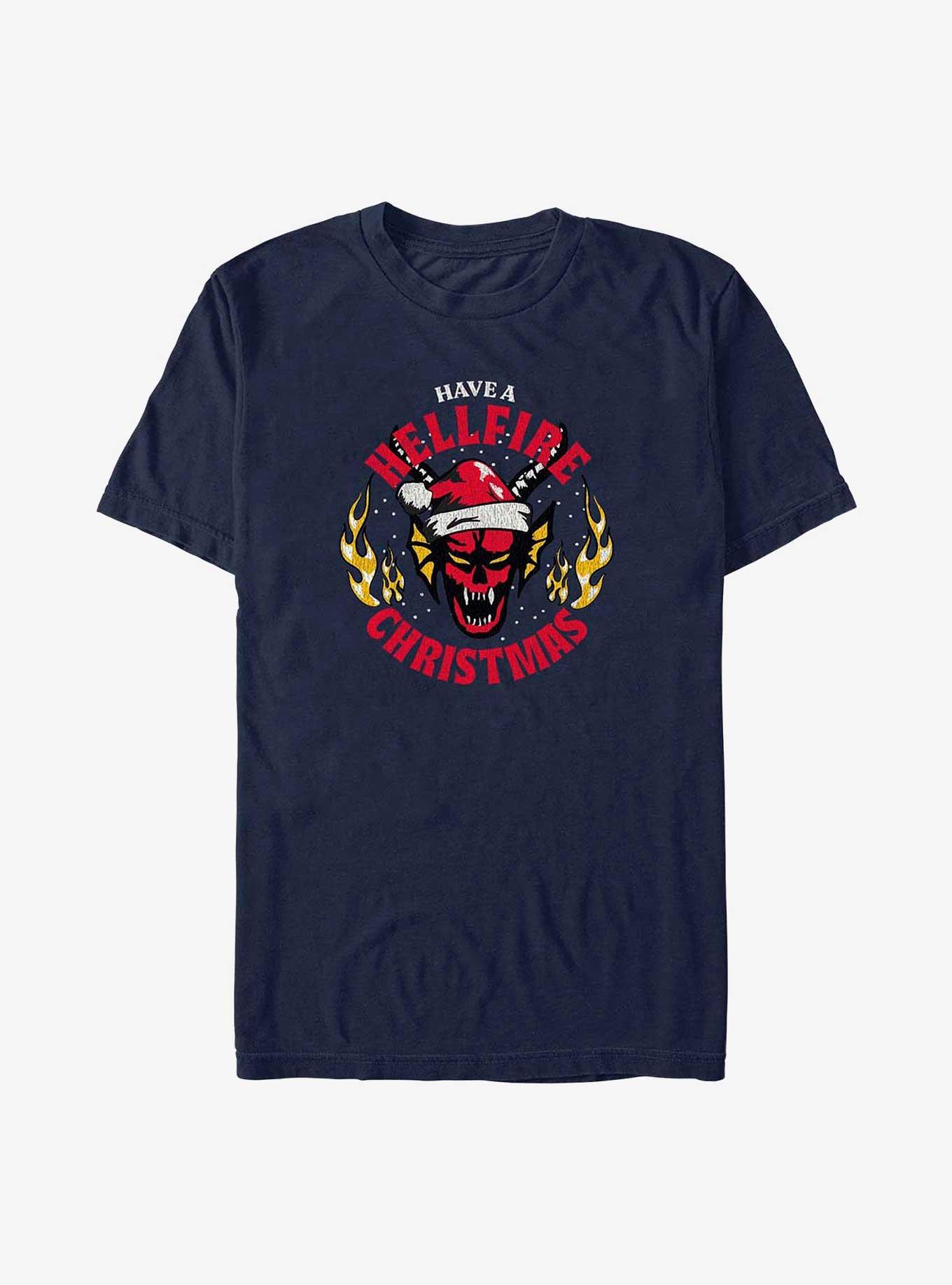 Stranger Things Have A Hellfire Christmas T-Shirt, NAVY, hi-res