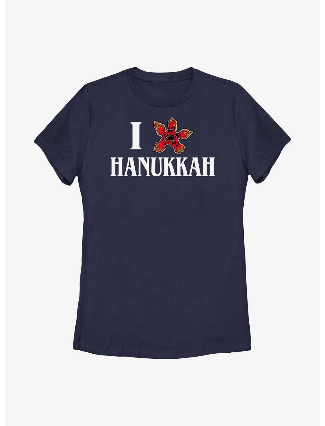 Stranger Things Demogorgon Hanukkah Womens T-Shirt, NAVY, hi-res