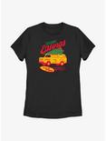 Stranger Things Season's Eating Surfer Boy Pizza Womens T-Shirt, BLACK, hi-res
