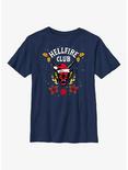Stranger Things Holiday Style Hellfire Club Youth T-Shirt, NAVY, hi-res